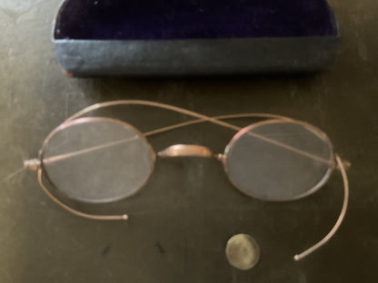 Antique Gold Filled Wire Rim Eyeglasses C.1905-1925 with Original Case-Wilkes Barre, PA