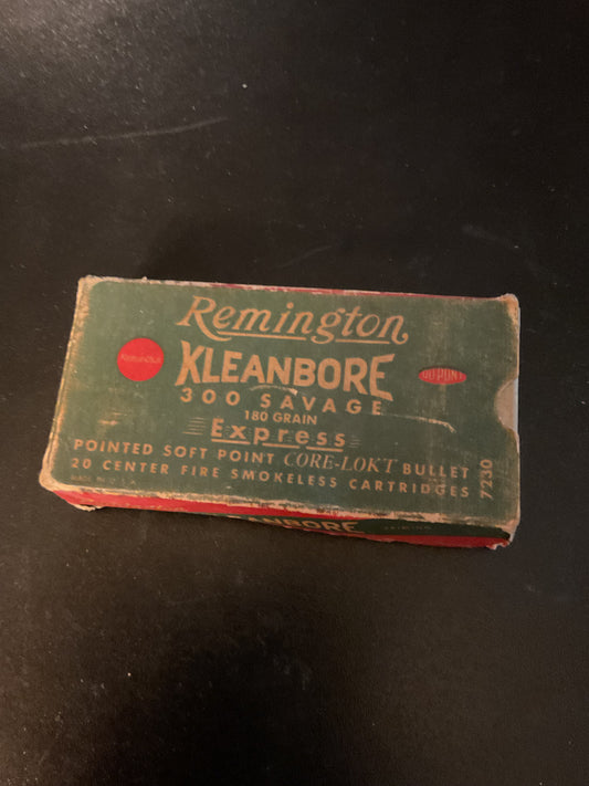 Vintage Remington Kleanbore .300 Savage 180 Grain Core-Lokt Cartridges — Full Box of 20