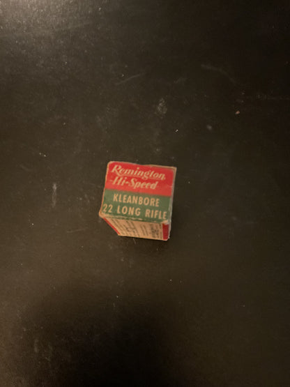 Vintage Remington Hi-Speed Kleanbore .22 Long Rifle Rimfire Cartridges — Full Box of 50