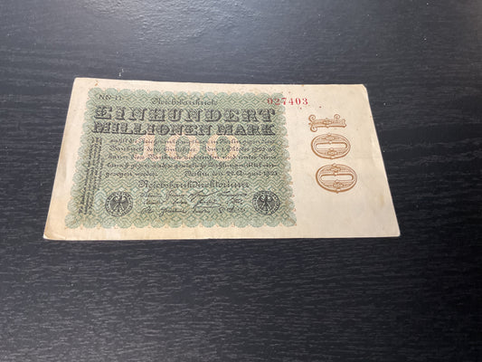 German 100 Million Mark Note 1923