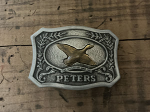 Vintage Peters Ammunition Belt Buckle-Flying Duck Design-1975
