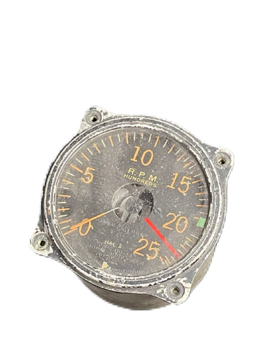 WWII General Electric Aircraft Tachometer (RPM Gauge) - HAL 2 Model