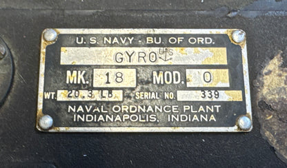 WWII-era U.S. Navy Bureau of Ordnance Gyro Unit, marked Mk 18 Mod 0