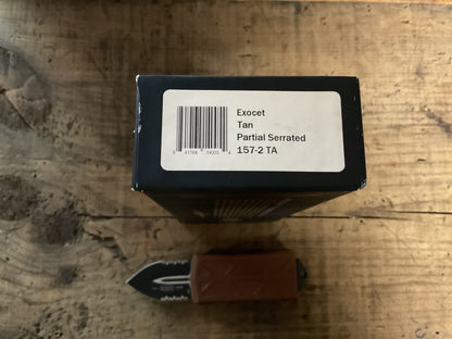 Microtech Exocet 157-2TA Tan Partial Serrated OTF Knife