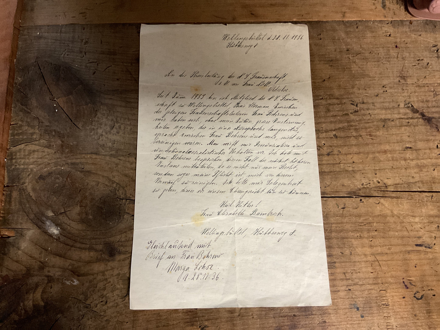 Elisabeth Barnbrock 1936 NS-Frauenschaft Dispute Archive-Hamburg-Wellingbuttel-Named WWII German Document Group