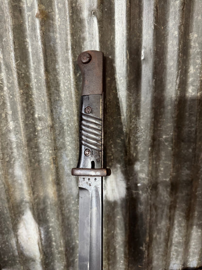 WWII German K98 Mauser Bayonet by Mundlos with Steel Scabbard & Web Frog