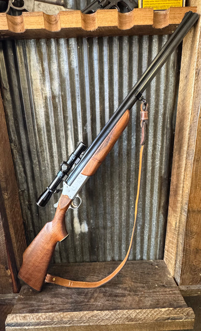 Savage Model 24B-DL — .22 Magnum over 20 Gauge (Combo Gun) with Lyman Scope & Leather Sling