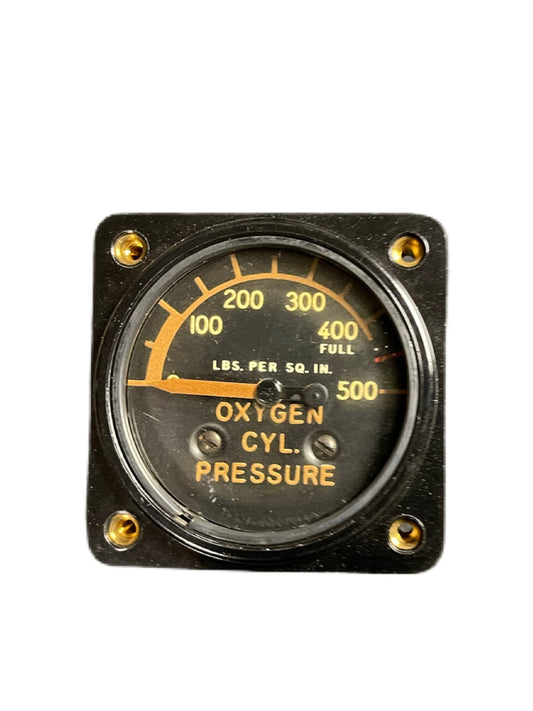 WWII U.S. Army Air Forces Oxygen Pressure Gauge – General Electric AN-6021-1A – New Old Stock with Original Packaging (1945)