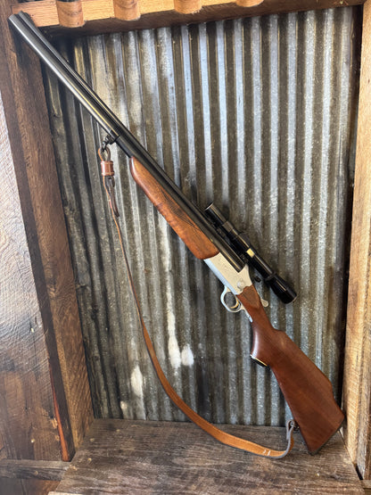 Savage Model 24B-DL — .22 Magnum over 20 Gauge (Combo Gun) with Lyman Scope & Leather Sling