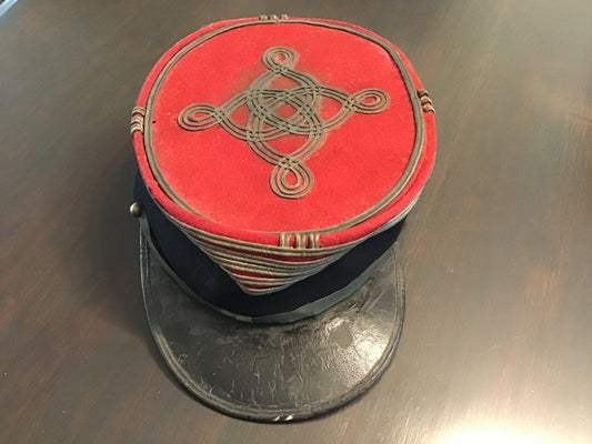 Original Antique French Military Kepi Hat c. 1880-1914 Red Crown NCO Enlisted Kepi