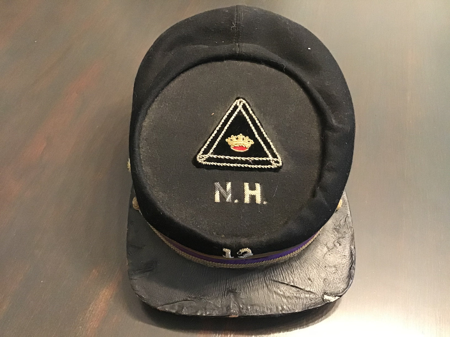 Vintage Knights Templar Masonic Cap Hat McLilley & Co. Columbus Ohio Purple Velvet Band N.H. 13