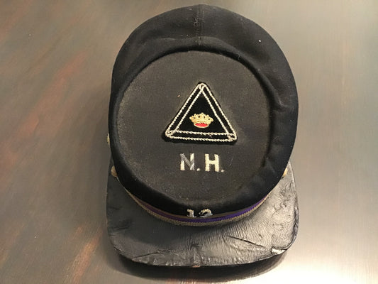 Vintage Knights Templar Masonic Cap Hat McLilley & Co. Columbus Ohio Purple Velvet Band N.H. 13