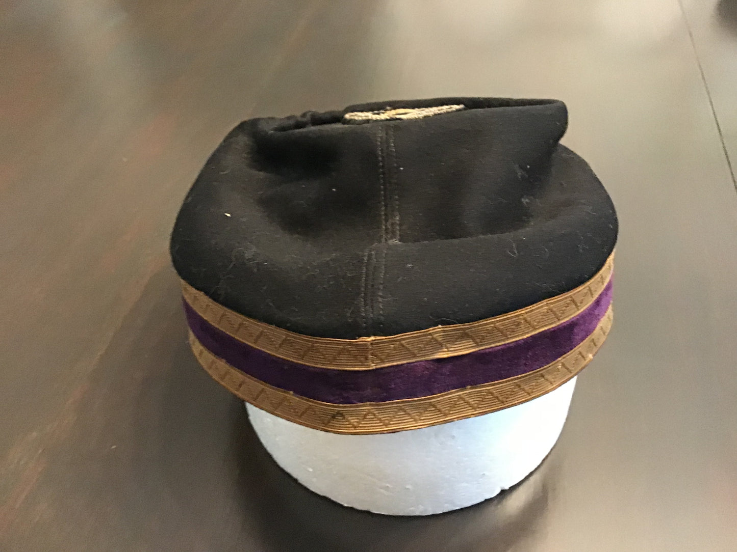 Vintage Knights Templar Masonic Cap Hat McLilley & Co. Columbus Ohio Purple Velvet Band N.H. 13