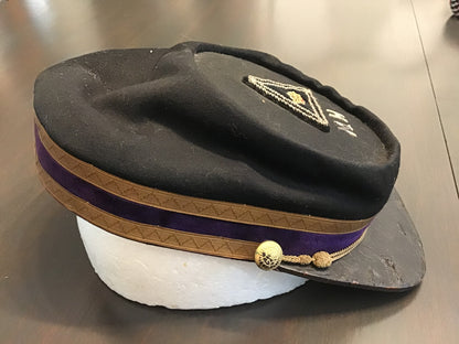 Vintage Knights Templar Masonic Cap Hat McLilley & Co. Columbus Ohio Purple Velvet Band N.H. 13