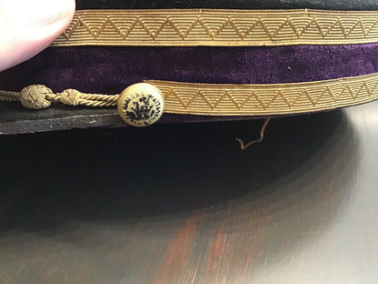 Vintage Knights Templar Masonic Cap Hat McLilley & Co. Columbus Ohio Purple Velvet Band N.H. 13