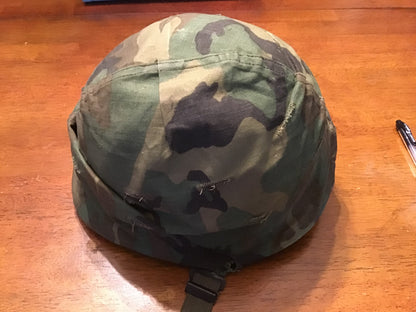 Vintage US M1 Steel Helmet with Liner & Camouflage Cover