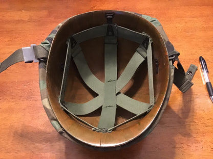 Vintage US M1 Steel Helmet with Liner & Camouflage Cover