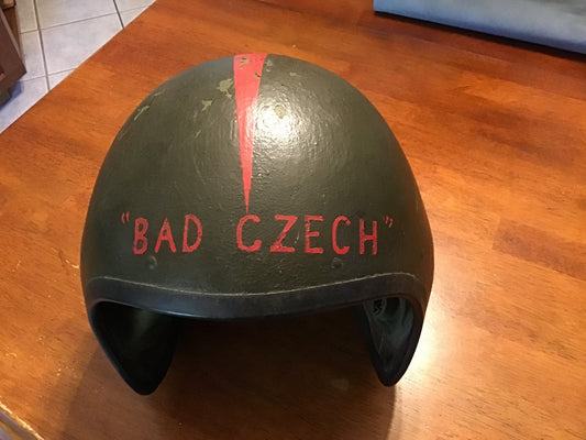Vietnam War US Army T56 CVC Tanker Helmet “BAD CZECH” Named Painted Crewman Helmet