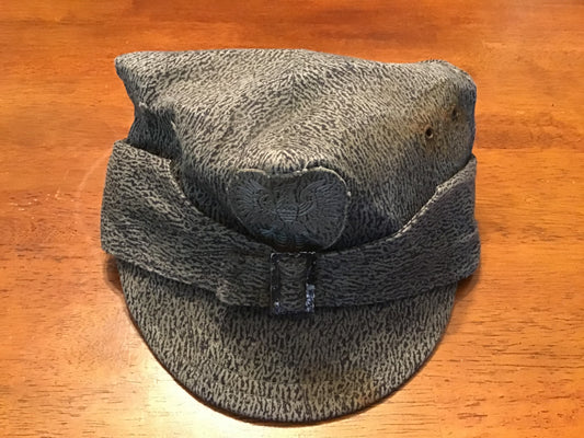 Vintage Polish Military Field Cap Rogatywka Gray Camo Eagle Badge Army Hat Communist Era