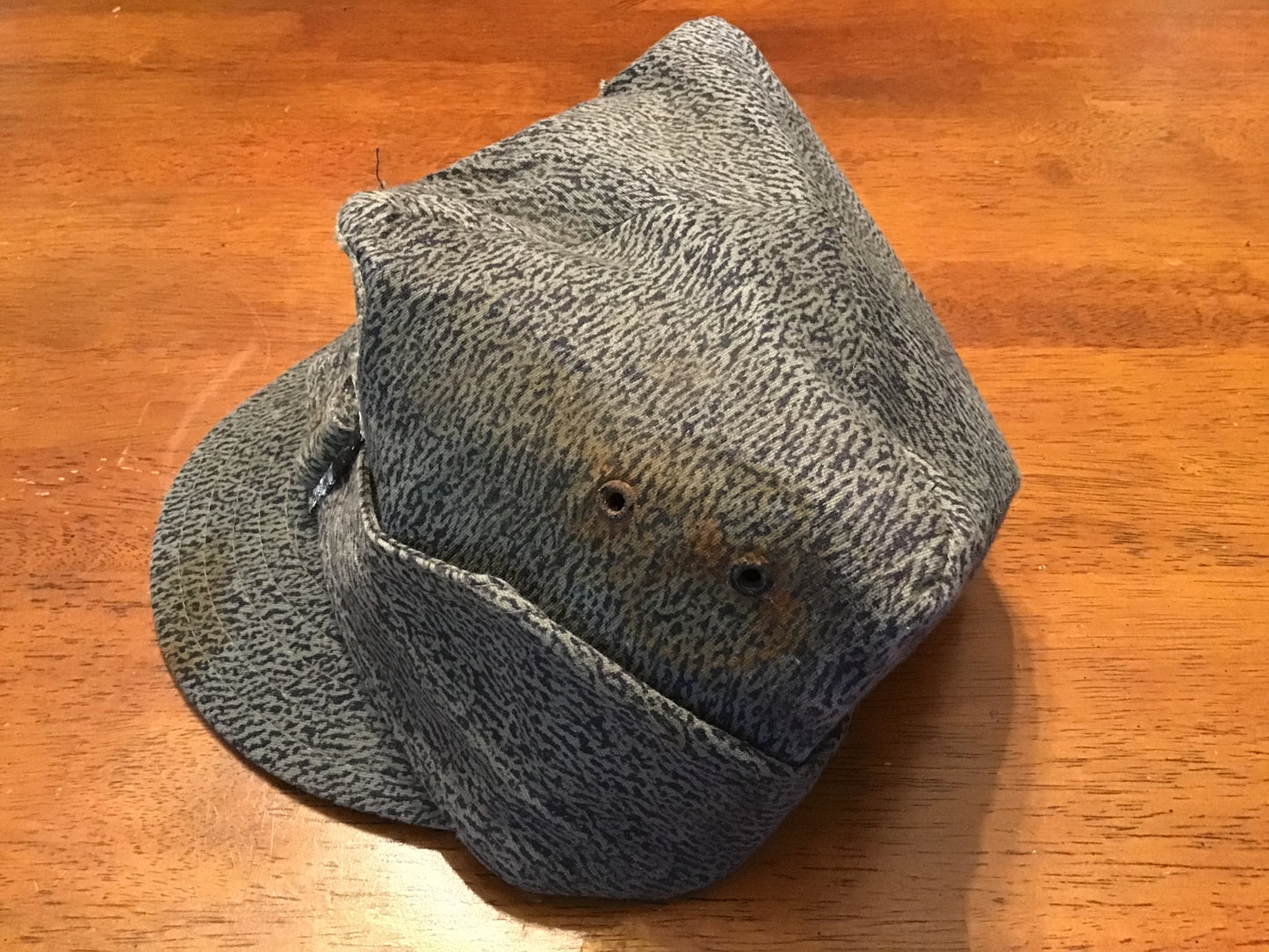 Vintage Polish Military Field Cap Rogatywka Gray Camo Eagle Badge Army Hat Communist Era