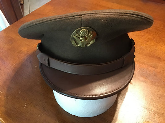 Vintage U.S. Army Service Dress Visor Cap Wool Uniform Hat Eagle Badge
