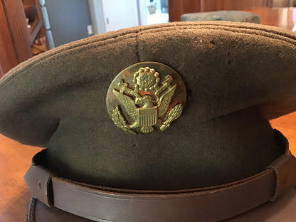 Vintage U.S. Army Service Dress Visor Cap Wool Uniform Hat Eagle Badge