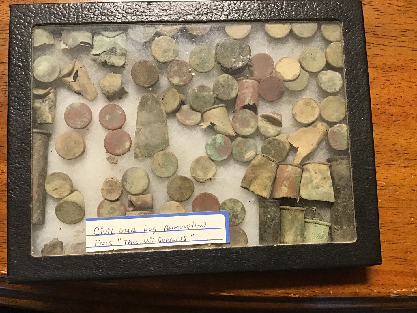 Civil War Dug Ammunition Relics Shadow Box Display Wilderness Battlefield VA