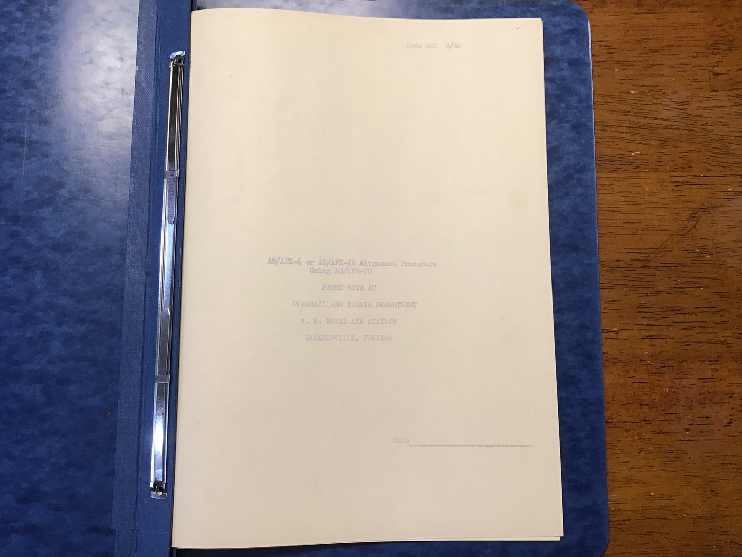 Vintage AN/APX-6 Alignment Procedure Manual Folder