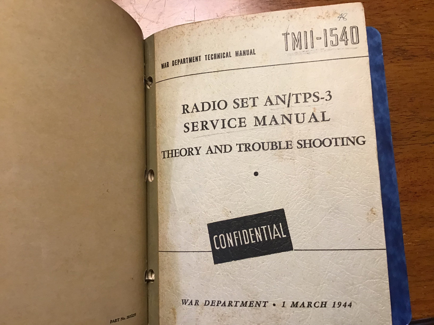 WWII AN/TPS-3 Radar Radio Set Technical Manuals Binder TM11-1340 TM11-1440 TM11-1540