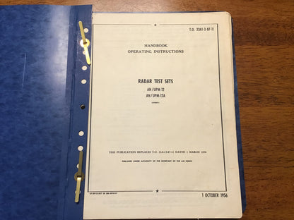 Vintage 1956 AN/UPM-12 AN/UPM-12A Radar Test Set Technical Manual Air Force T.O.