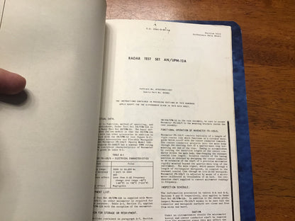 Vintage 1956 AN/UPM-12 AN/UPM-12A Radar Test Set Technical Manual Air Force T.O.