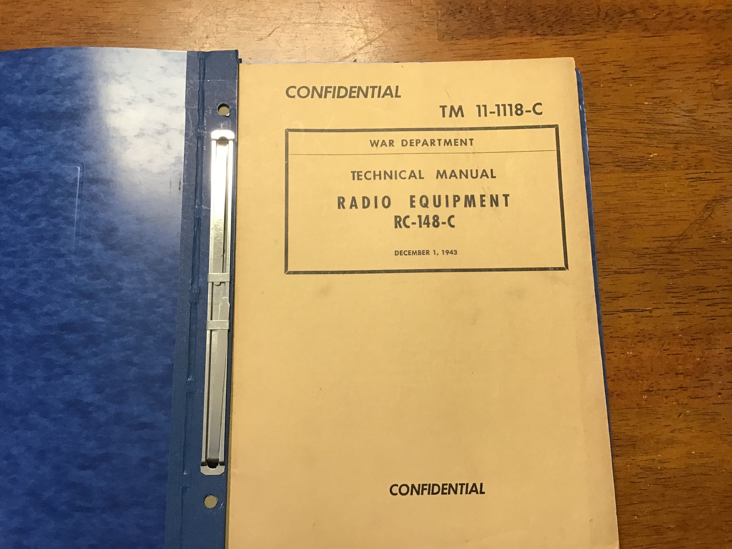 WWII US Army Technical Manual TM 11-1118-C Radio Equipment RC-148-C 1943