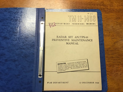 WWII TM 11-1468 Radar Set AN/TPS-10 Preventive Maintenance Manual 1944
