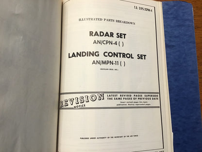 Vintage U.S. Air Force Technical Manual Binder AN/CPN-4 Radar Set and AN/MPN-11 Landing Control Set manufactured by Gilfillan Bros., Inc.