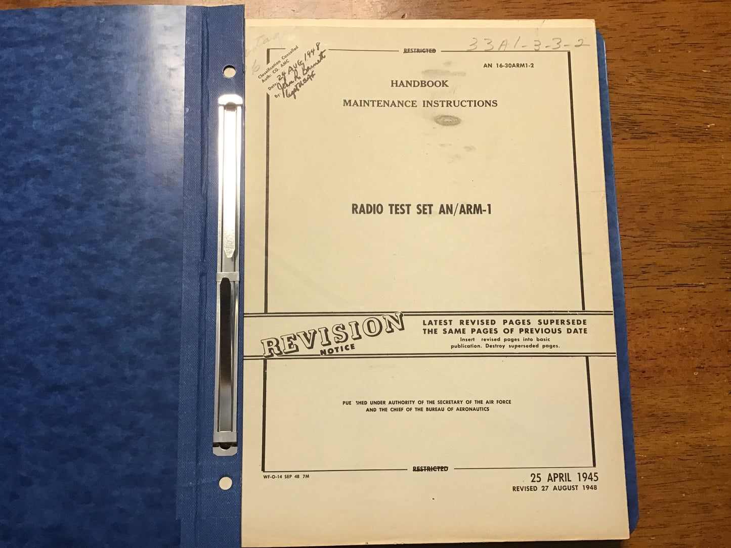 WWII US Army Air Forces AN/ARM-1 Radio Test Set Maintenance Manual 1945 Restricted