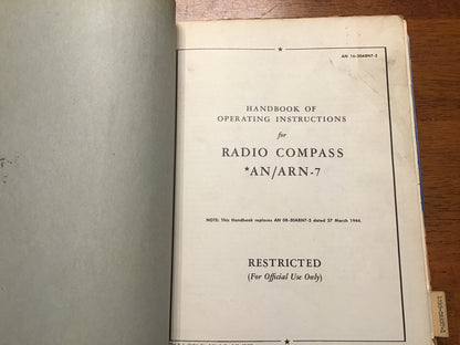WWII USAAF Radio Compass AN/ARN-7 Technical Manual Binder B-24 Aviation 1944-1955