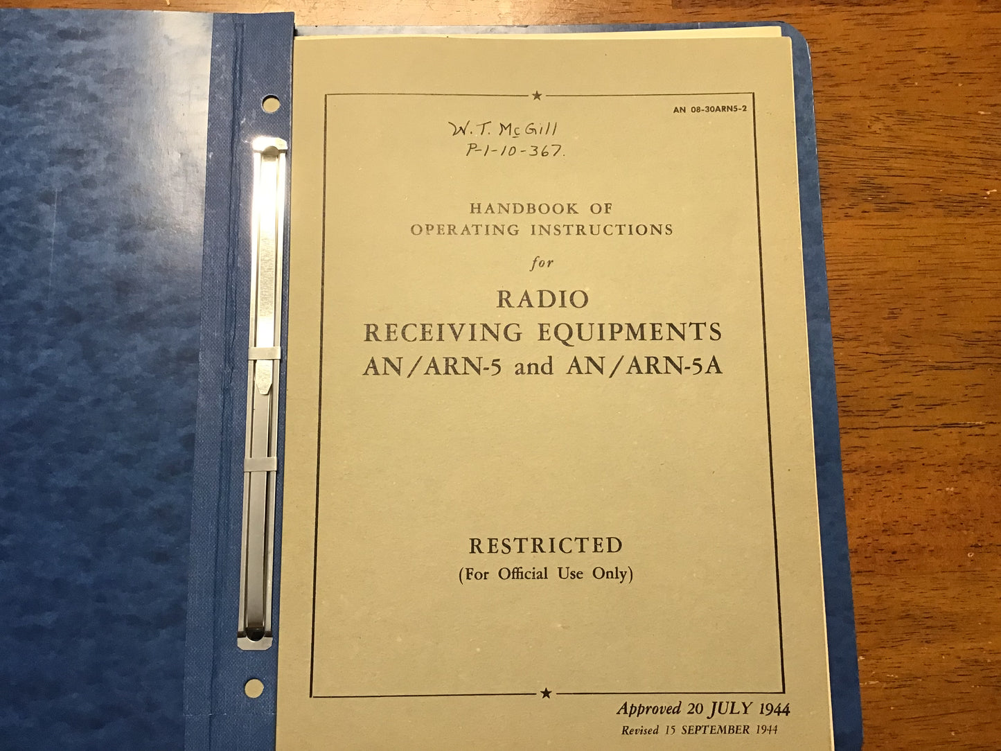 WWII USAAF AN/ARN-5 AN/ARN-5A Radio Receiving Equipment Manual 1944 Restricted