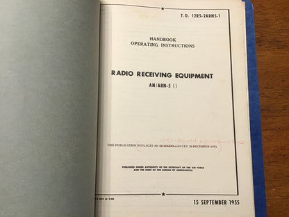 WWII USAAF AN/ARN-5 AN/ARN-5A Radio Receiving Equipment Manual 1944 Restricted