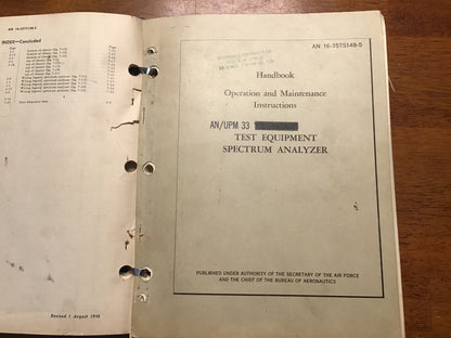 WWII & Cold War TS-148/UP Spectrum Analyzer AN/UPM-33 Radar Test Manuals