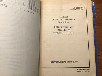 WWII & Cold War TS-148/UP Spectrum Analyzer AN/UPM-33 Radar Test Manuals