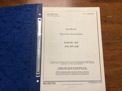 AN/APS-20B Radar Set Manual Lot Operation Overhaul Parts Breakdown 1953