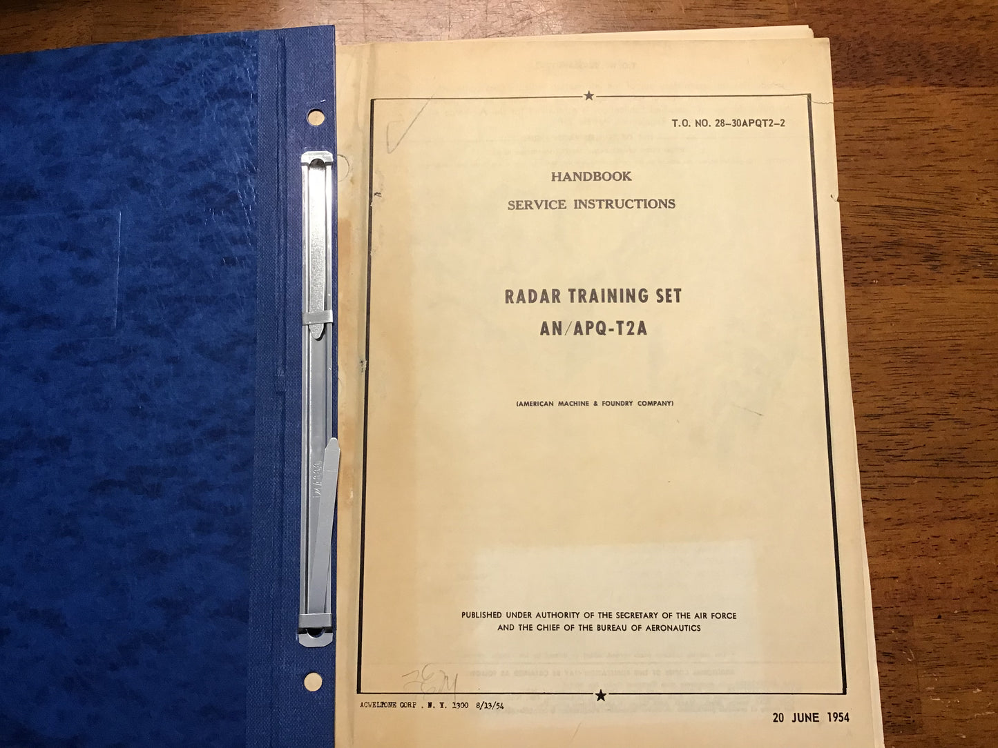 Vintage 1954 AN/APQ-T2A Radar Training Set Manual Service Instructions & Parts Breakdown USAF