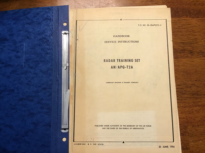 Vintage 1954 AN/APQ-T2A Radar Training Set Manual Service Instructions & Parts Breakdown USAF
