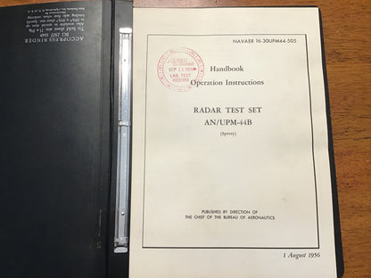1956-57 U.S. Navy AN/UPM-44B Radar Test Set Technical Manual Lot NAVAER Sperry
