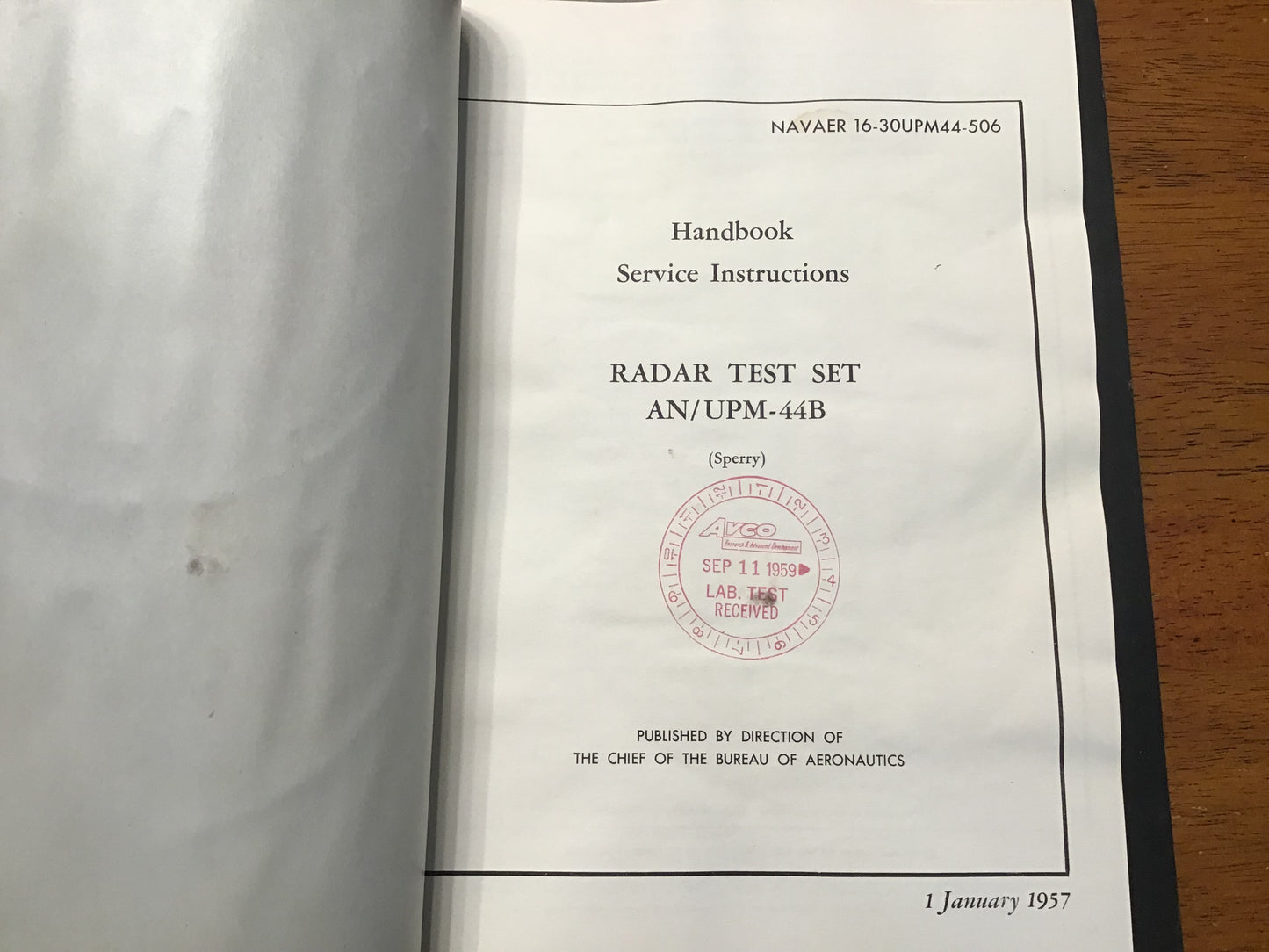 1956-57 U.S. Navy AN/UPM-44B Radar Test Set Technical Manual Lot NAVAER Sperry