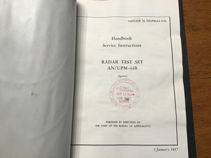 1956-57 U.S. Navy AN/UPM-44B Radar Test Set Technical Manual Lot NAVAER Sperry