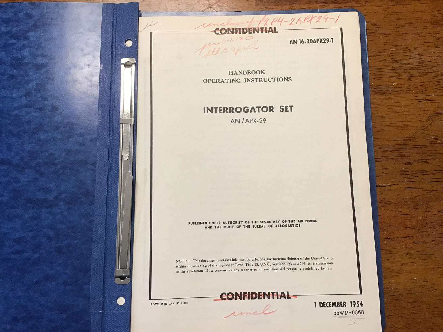 Vintage 1954-55 AN/APX-29 Interrogator Set IFF Radar Technical Manuals Air Force Confidential