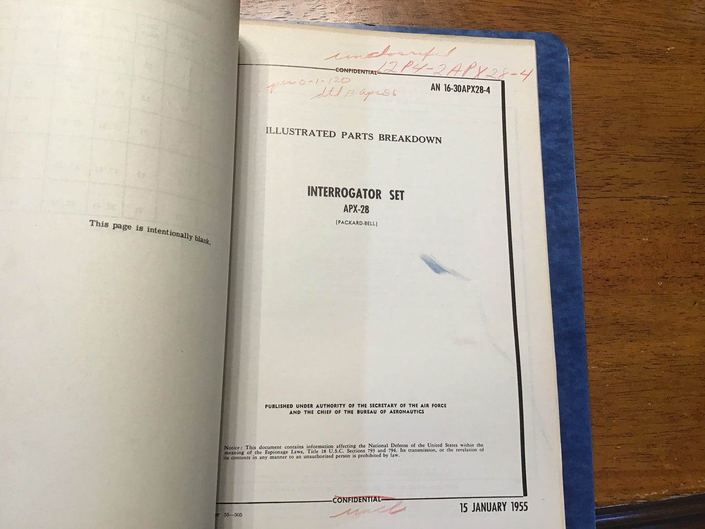 1955 AN/APX-28 Interrogator Set Manual Binder IFF Radar Air Force Navy Packard Bell
