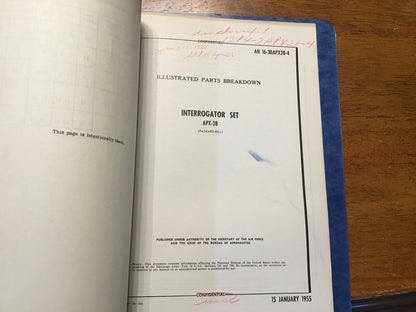 1955 AN/APX-28 Interrogator Set Manual Binder IFF Radar Air Force Navy Packard Bell