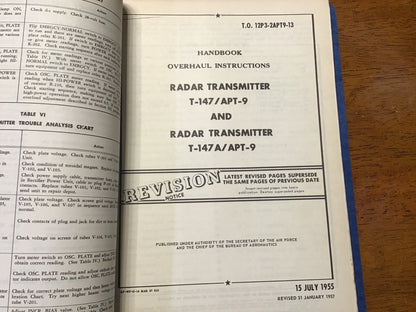 Vintage 1953-1957 USAF AN/APT-9 Radar Transmitter Technical Order Manual Lot